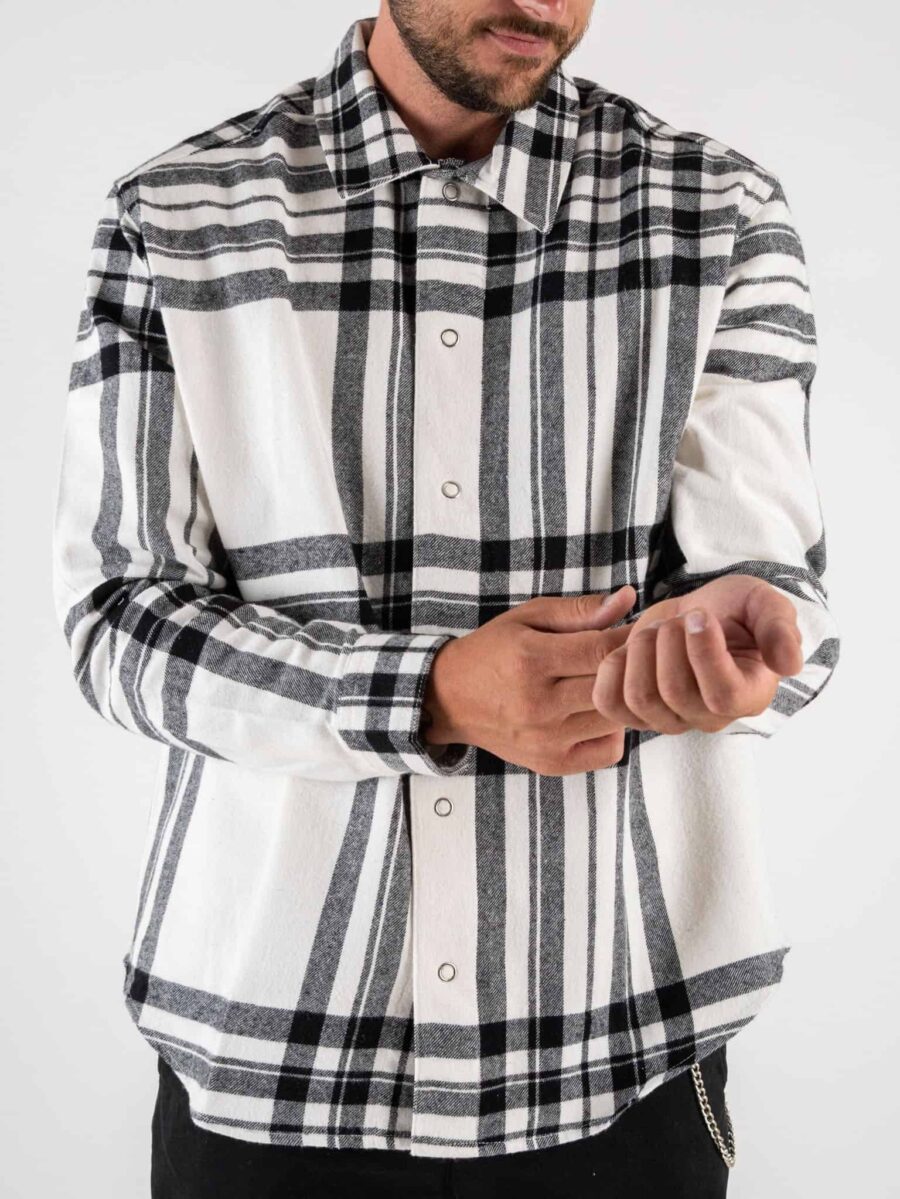 ONLY&SONS Camicia in flanella a quadri con bottoni a pressione TABB 22022991 Cloud Dancer