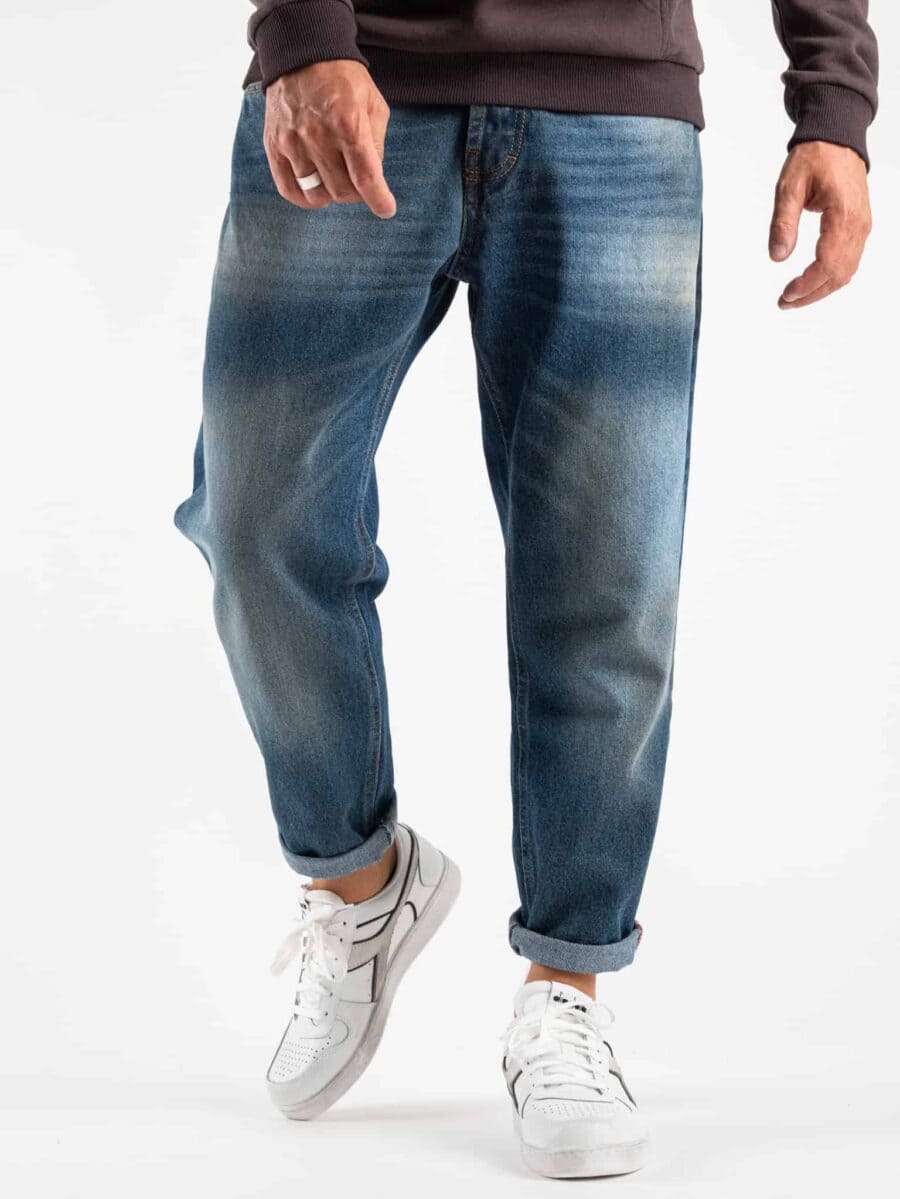 OVER-D Jeans cropped senza rotture D09 Blu