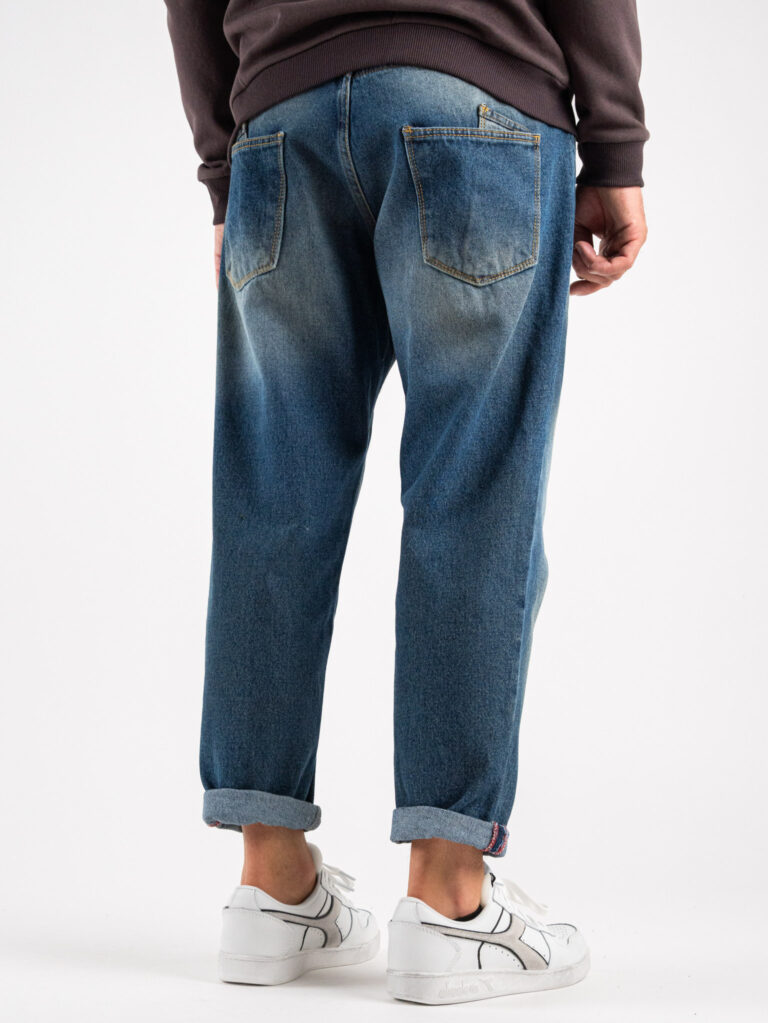 OVER-D Jeans cropped senza rotture D09 Blu - immagine 5