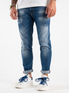 OVER-D Jeans sfumato con rotture e toppe D13 Blu (2)
