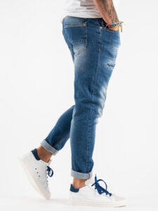 OVER-D Jeans sfumato con rotture e toppe D13 Blu (5)