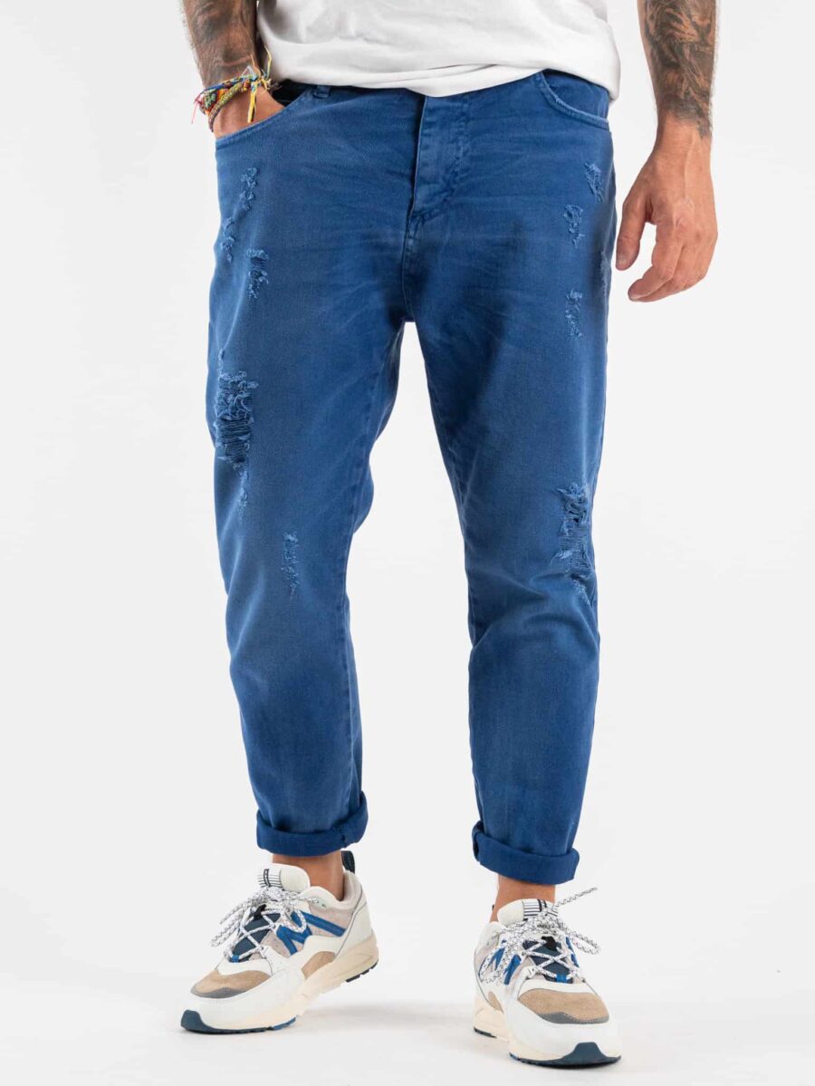 OVER-D Pantalone 5 tasche con rotture P29 Tampone