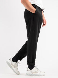 OVER-D Pantalone da abito morbido in poliestere con coulisse P14 Nero (3)