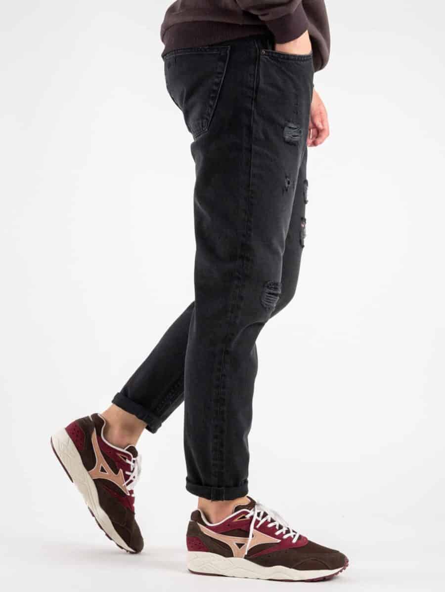 PONT DENIM Jeans cropped con rotture YELLOWSTONE 95 Nero