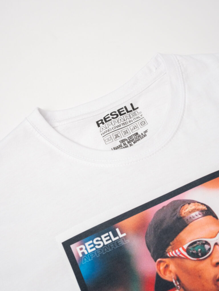 RESELL T shirt in cotone con stampa DENNIS RODMAN 414 Bianco111 RESELL APPAREL RESELL T-shirt in cotone con stampa DENNIS RODMAN 414 Bianco