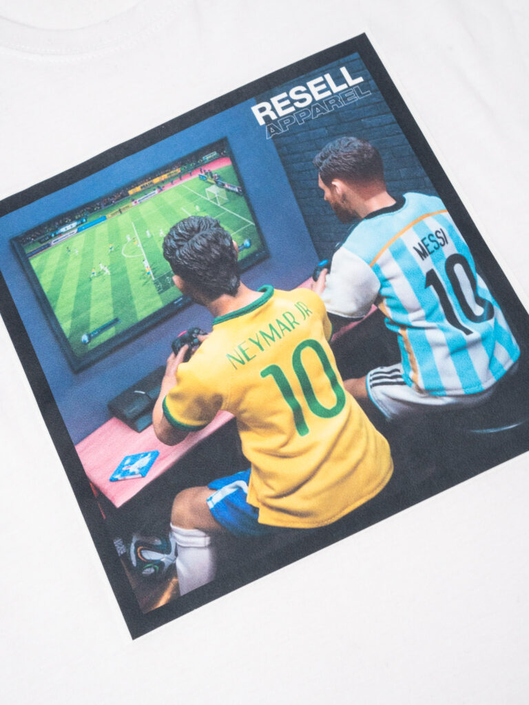 RESELL T shirt in cotone con stampa MESSINEYMAR 390 bianco 5 RESELL APPAREL RESELL T-shirt in cotone con stampa MESSI/NEYMAR 390 bianco