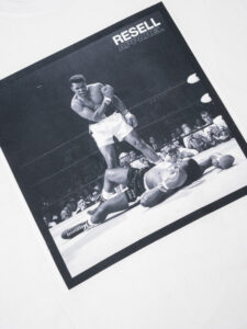 RESELL T-shirt in cotone con stampa MUHAMMAD ALI 378 bianco (1)