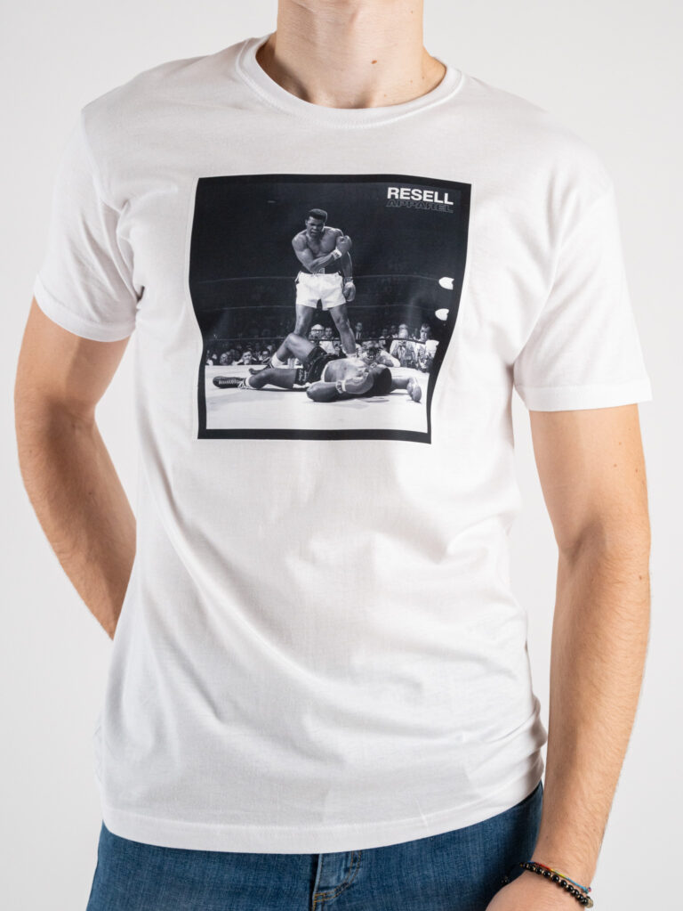 RESELL T-shirt in cotone con stampa MUHAMMAD ALI 378 bianco