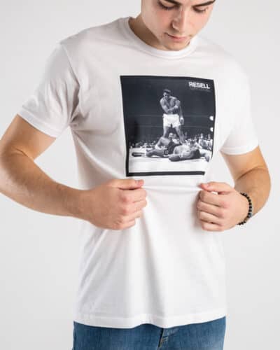 RESELL T shirt in cotone con stampa MUHAMMAD ALI 378 bianco 4 RESELL APPAREL RESELL T-shirt in cotone con stampa MUHAMMAD ALI 378 bianco