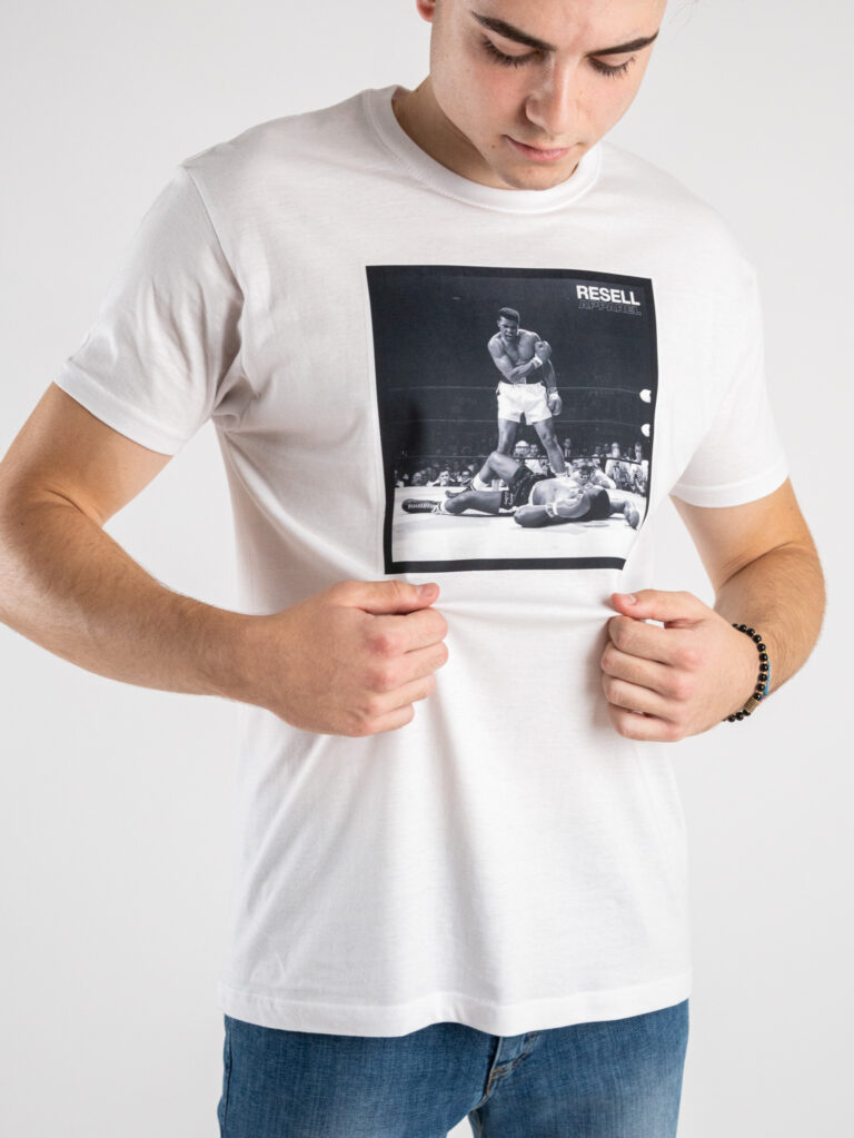 RESELL T-shirt in cotone con stampa MUHAMMAD ALI 378 bianco - immagine 2