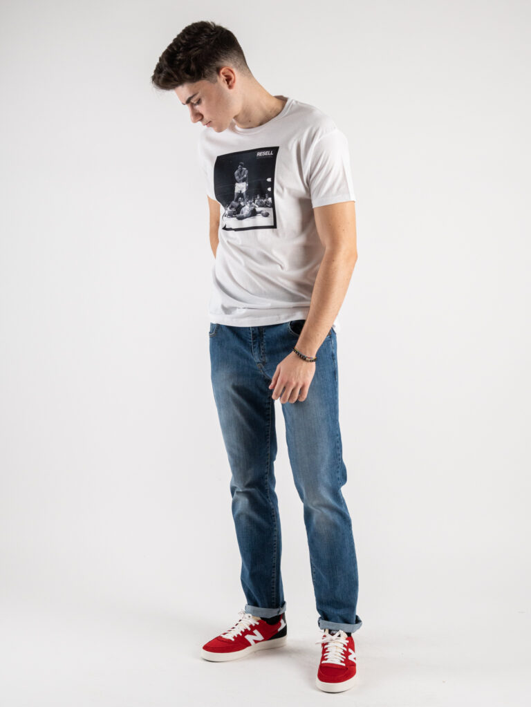 RESELL T-shirt in cotone con stampa MUHAMMAD ALI 378 bianco - immagine 5