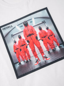 RESELL T-shirt in cotone con stampa SQUID GAME 364 bianco (1)