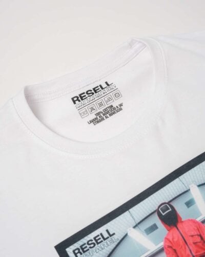 RESELL T shirt in cotone con stampa SQUID GAME 364 bianco 6 RESELL APPAREL RESELL T-shirt in cotone con stampa SQUID GAME 364 bianco