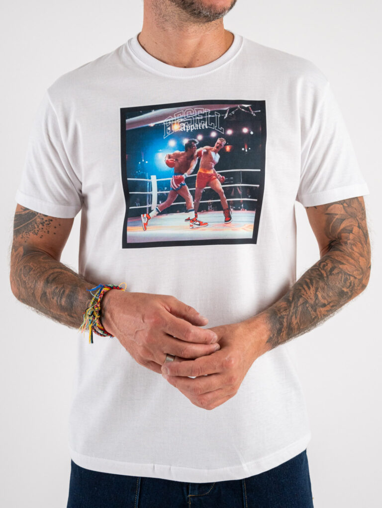 BERNA Camicia in cotone a righe con ricami e colletto 223047 BiancaAzzurra5 RESELL APPAREL RESELL T-shirt in cotone con stampa ROCKY BALBOA 361 bianco