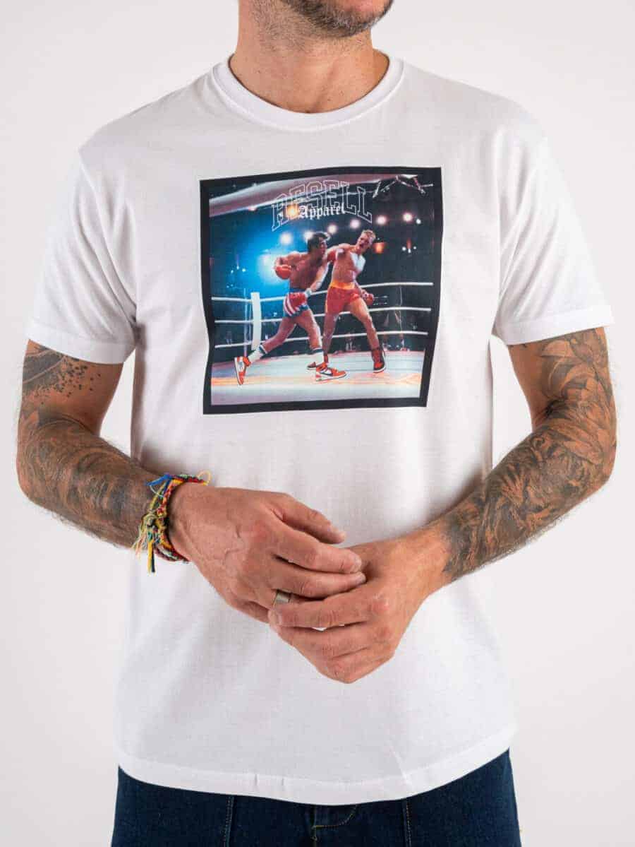 RESELL T-shirt in cotone con stampa ROCKY BALBOA 361 bianco