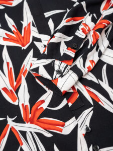 BERNA Camicia in viscosa con stampa foglie 223270 Nero (8)