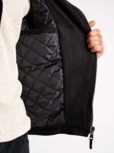 BERNA Chiodo in ecorenna con zip e tasche 223155 Nero (6)