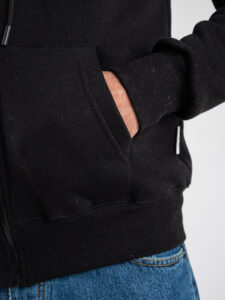 BERNA Felpa basica felpata con zip, cappuccio e logo 223086 Nera (7)
