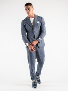 BERNA Giacca da abito in fantasia quadri 223199 JeansDenim (11)