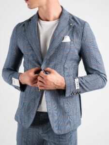 BERNA Giacca da abito in fantasia quadri 223199 JeansDenim (5)