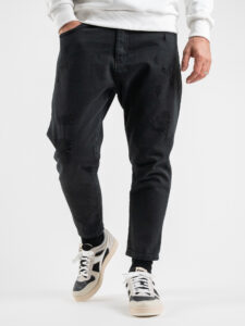 BERNA Jeans cropped con rotture chiuse 223033 Nero (3)