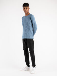 BERNA Maglione girocollo a nido d’ape 223013 Denim (1)