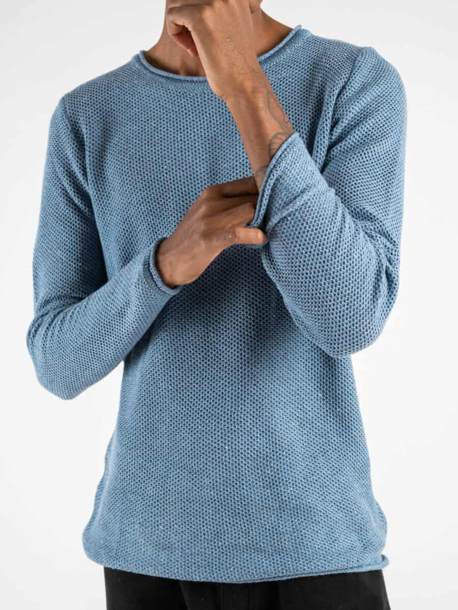 BERNA Maglione girocollo a nido d'ape 223013 Denim