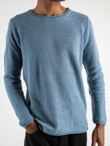 BERNA Maglione girocollo a nido d’ape 223013 Denim (3)