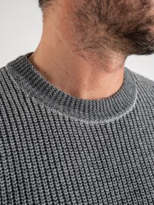 BERNA Maglione girocollo bicolore misto lana 215003 Grigio (5)