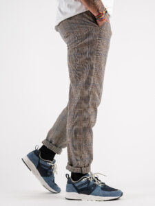 BERNA Pantalone da abito in fantasia quadri 223189 Cammello (2)