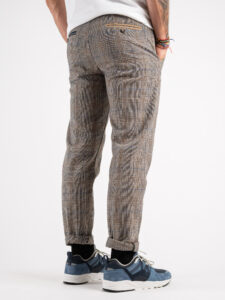BERNA Pantalone da abito in fantasia quadri 223189 Cammello (3)