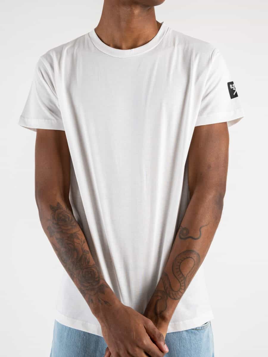 BERNA T-shirt in cotone con logo sulla manica 220356 Bianca