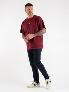 BERNA T-shirt over con logo frontale in rilievo 223272 Bordeaux (6)