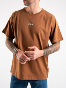BERNA T-shirt over con logo frontale in rilievo 223272 Tabacco (3)