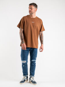 BERNA T-shirt over con logo frontale in rilievo 223272 Tabacco (7)