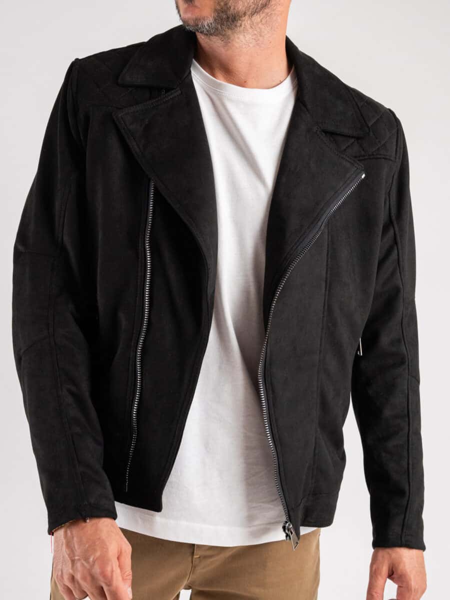 BL11 Chiodo leggero in eco camoscio BARBADO Nero