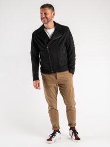 BL11 Chiodo leggero in eco camoscio BARBADO Nero (8)