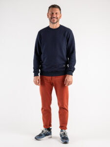 BL11 Felpa girocollo garzata con etichetta logo GIROBASIC Blu Navy (1)