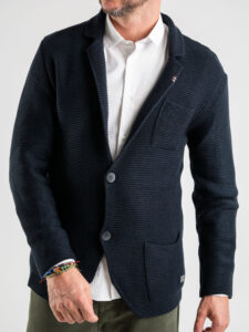 BL11 Giacca in maglia misto lana con taschino LINKS AI Blu (3)