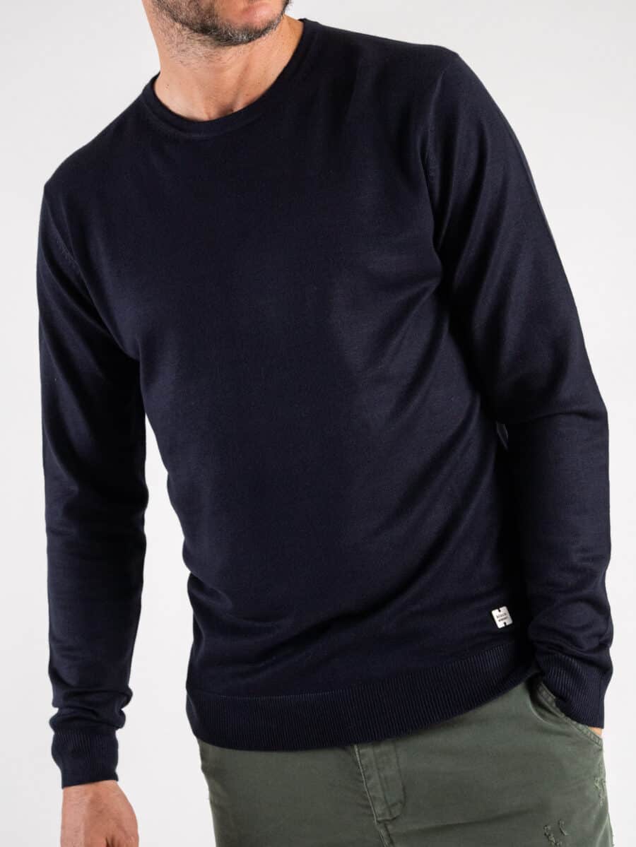 BL11 Maglione basico in viscosa girocollo CRACCO Blu Navy