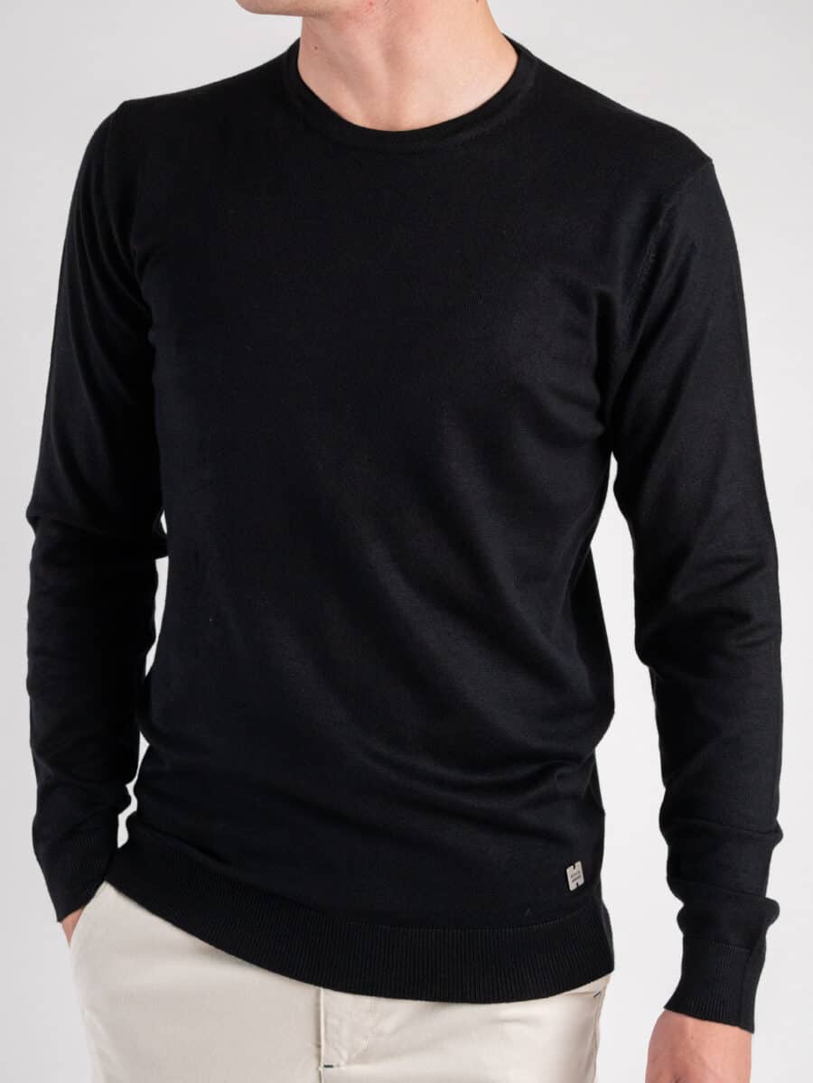 BL11 Maglione basico in viscosa girocollo CRACCO Nero