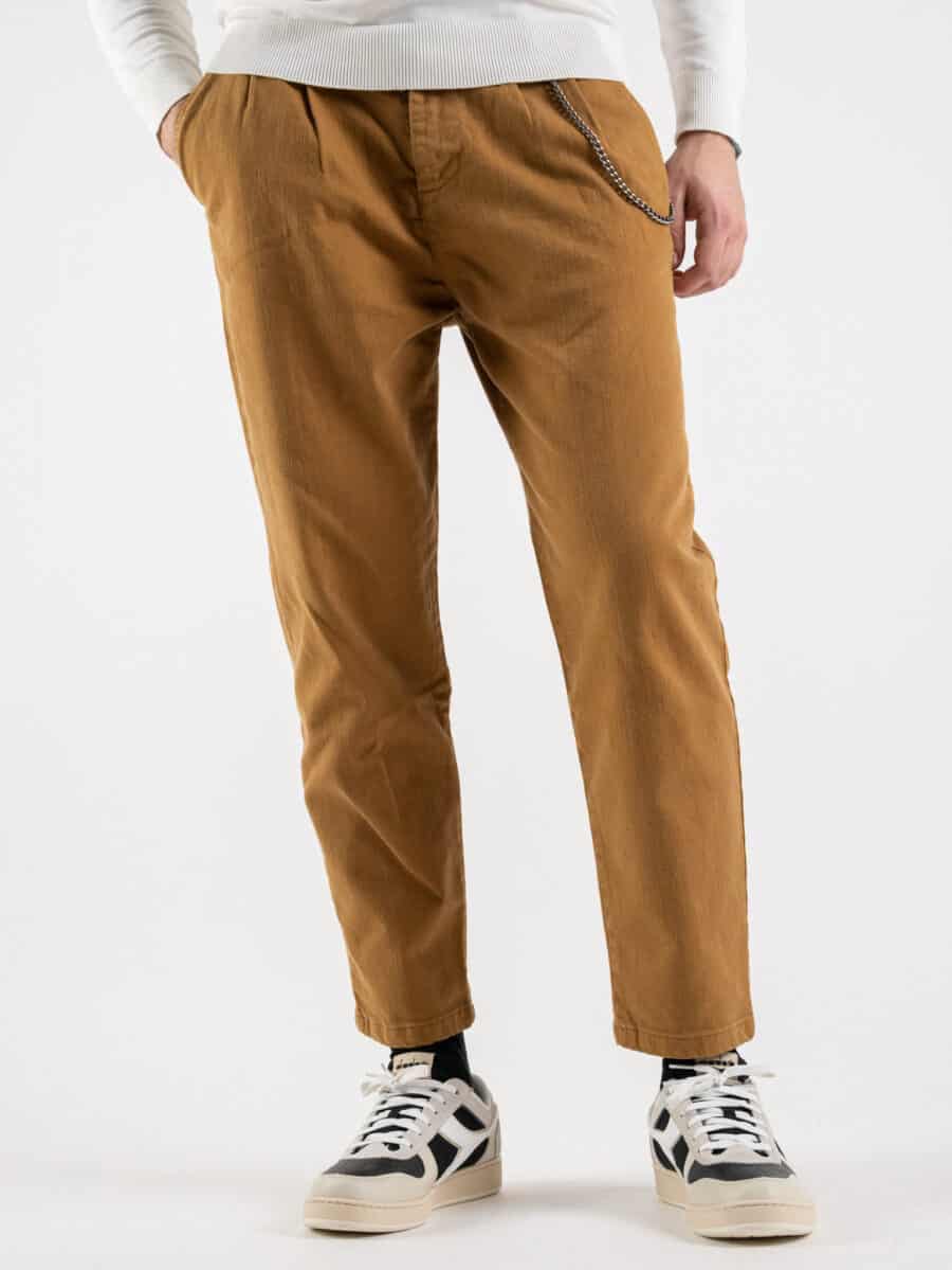BL11 Pantalone lacci cropped con catenella removibile Khaki