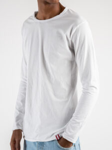 BL11 T-shirt in cotone basica a manica lunga Bianca (1)