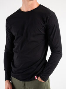 BL11 T-shirt in cotone basica a manica lunga Nera (1)