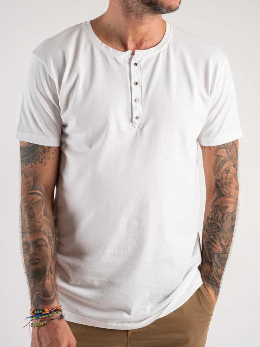 BL11 T-shirt serafino in cotone BL23 Bianca