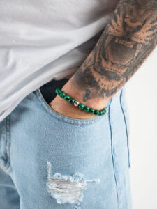 Braccialetto elasticizzato con perline colorate MALACHITE (1)