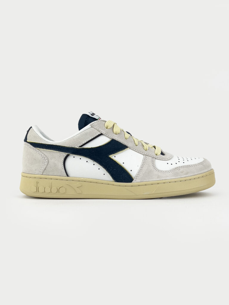 DIADORA Magic Basket Low Suede Leather WhiteBlue Caspian Sea1 DIADORA DIADORA Magic Basket Low Suede Leather White/Blue Caspian Sea