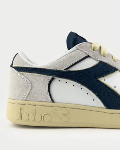 DIADORA Magic Basket Low Suede Leather WhiteBlue Caspian Sea4 DIADORA DIADORA Magic Basket Low Suede Leather White/Blue Caspian Sea