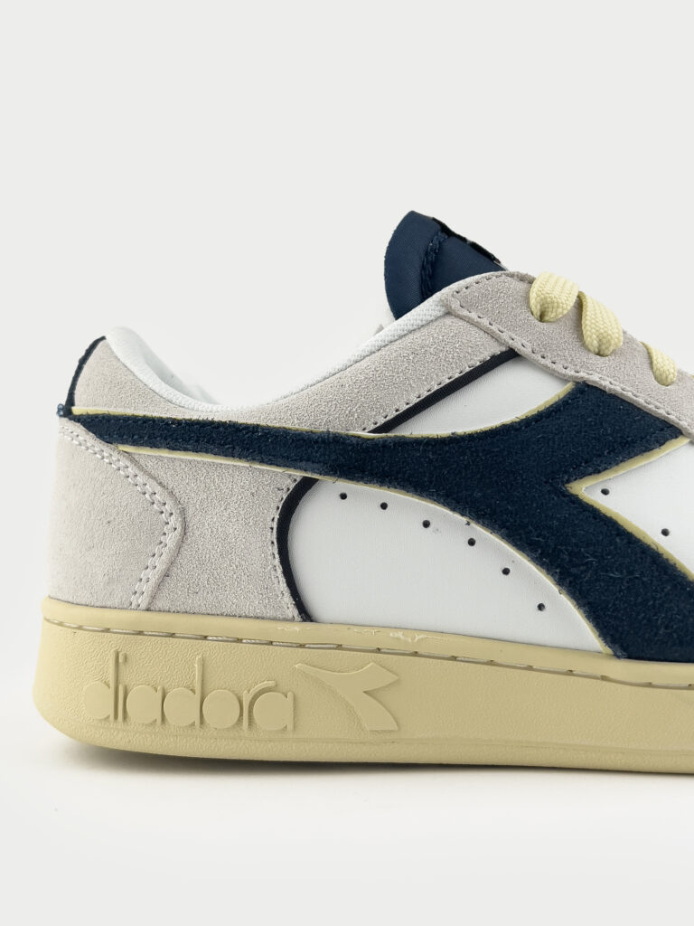 DIADORA Magic Basket Low Suede Leather WhiteBlue Caspian Sea4 DIADORA DIADORA Magic Basket Low Suede Leather White/Blue Caspian Sea