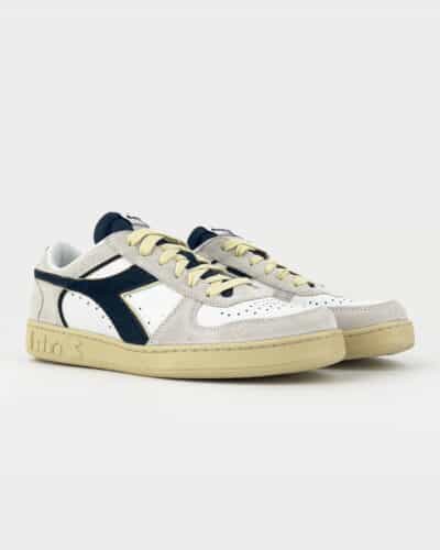 DIADORA Magic Basket Low Suede Leather WhiteBlue Caspian Sea5 DIADORA DIADORA Magic Basket Low Suede Leather White/Blue Caspian Sea